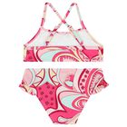 Girls Pink Abstract Print Bikini, 1, hi-res
