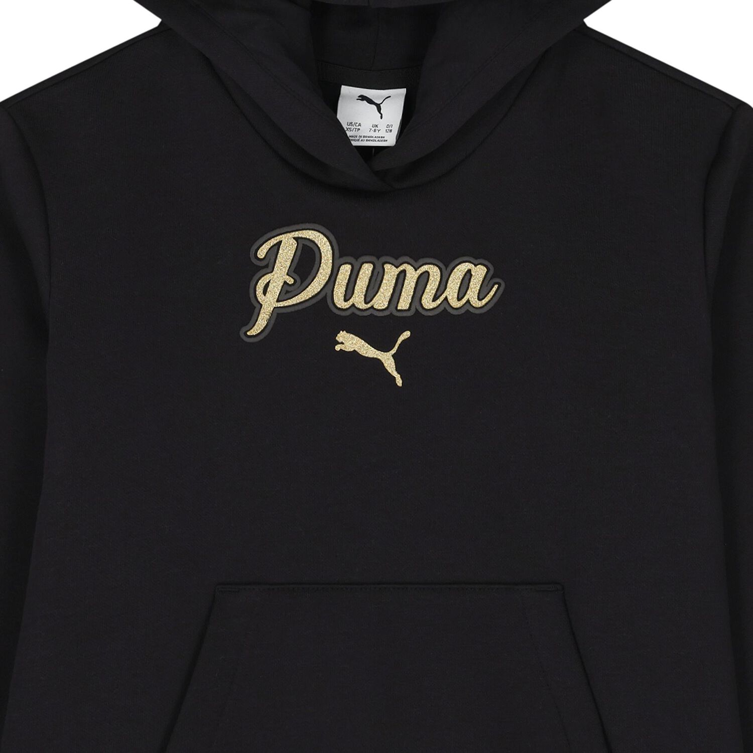 Girls Black Logo Hooded Top, 1, hi-res