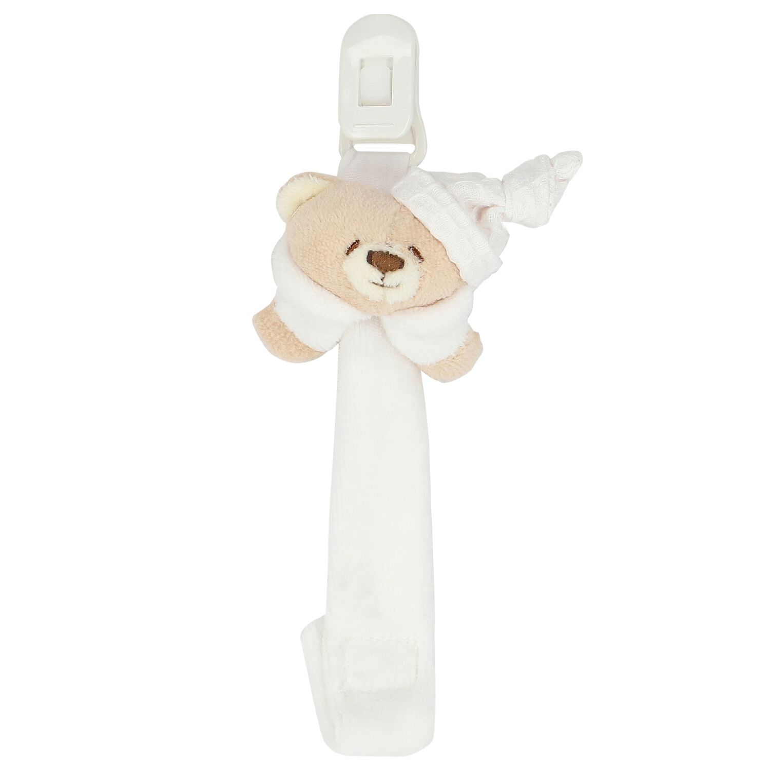 White Teddy Bear Baby Dummy Clip, 1, hi-res image number null