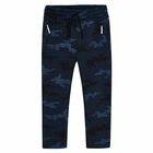 Boys Navy Camouflaged Trousers, 1, hi-res