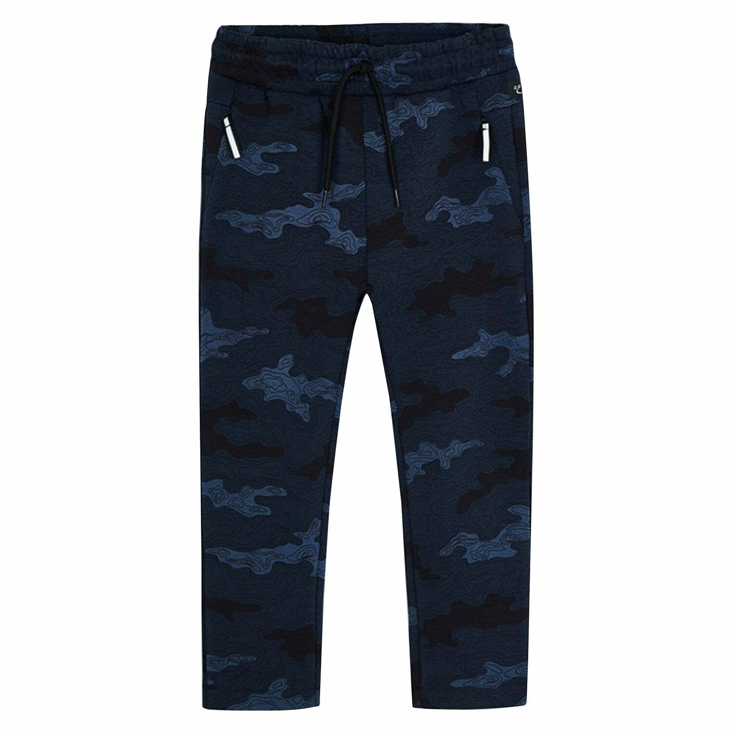 Boys Navy Camouflaged Trousers, 1, hi-res