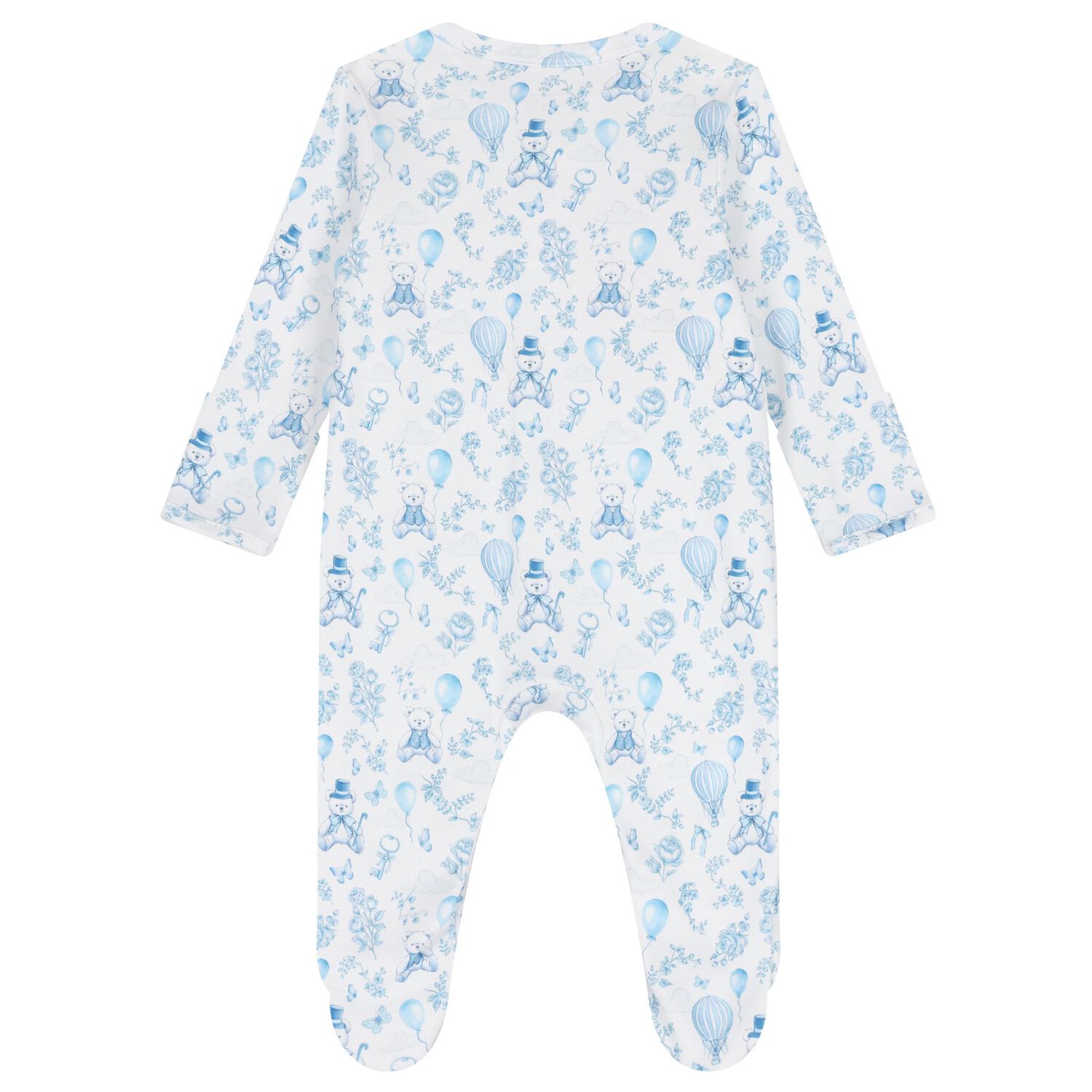Baby Boys White & Blue Toile de Jouy Babygrow Set, 1, hi-res image number null