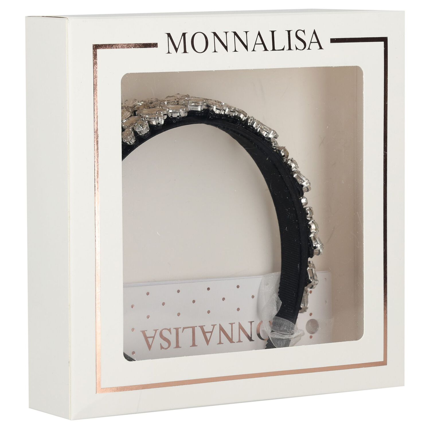 Girls Black Crystal Embellished Headband, 2, hi-res