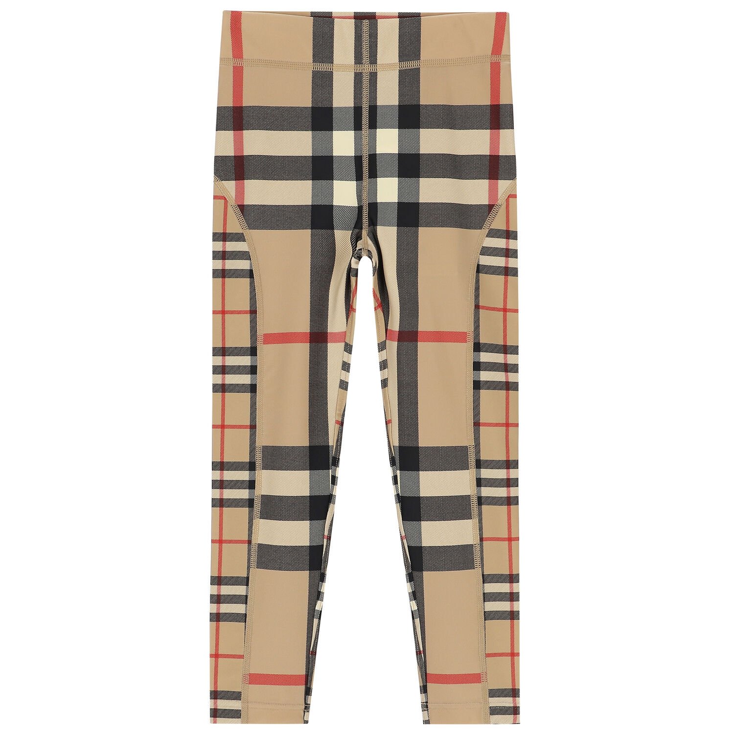 Girls Beige Checkered Leggings, 1, hi-res