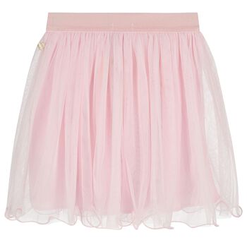 Girls Pink Embellished Tulle Skirt