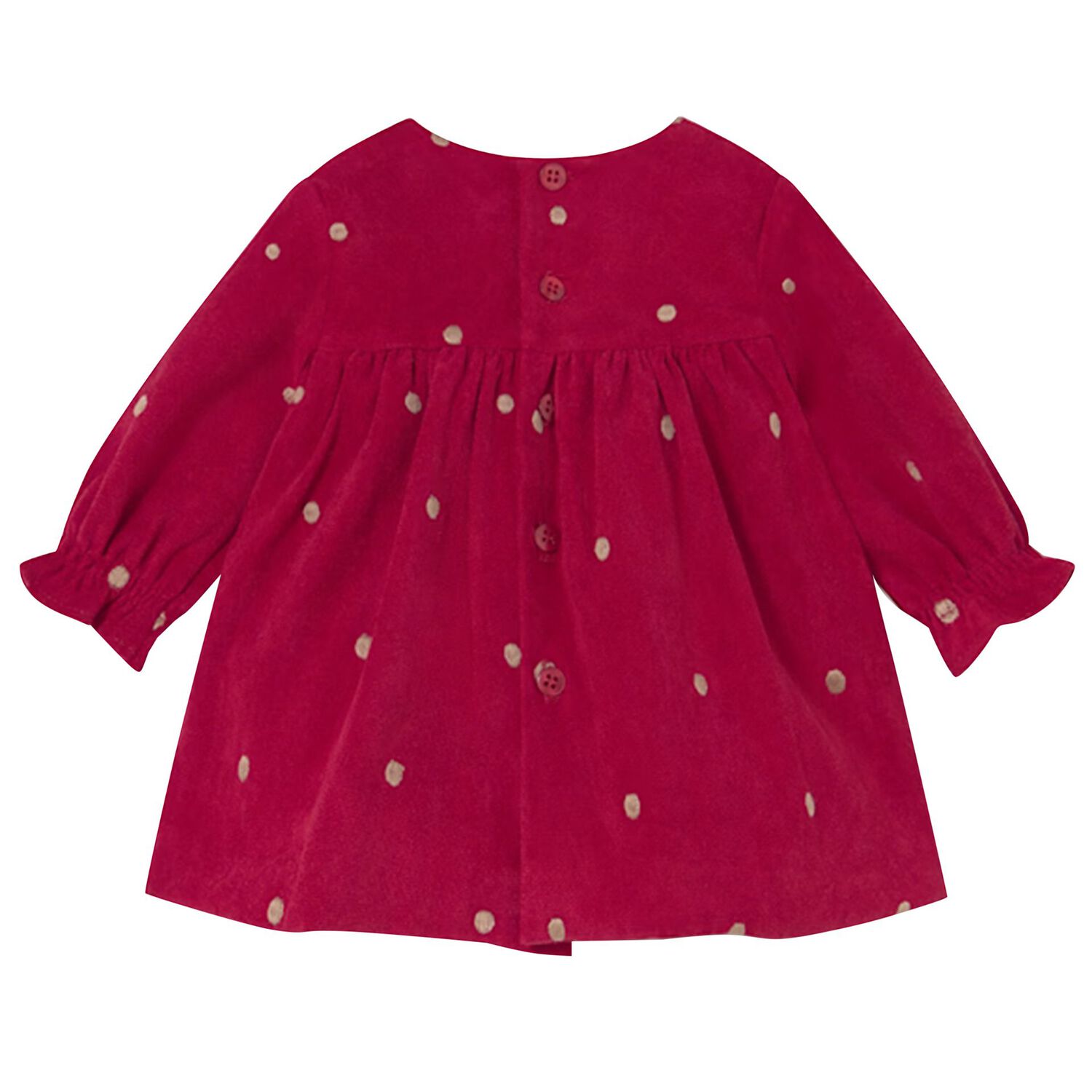 Baby Girls Red Polka Dots Dress, 1, hi-res