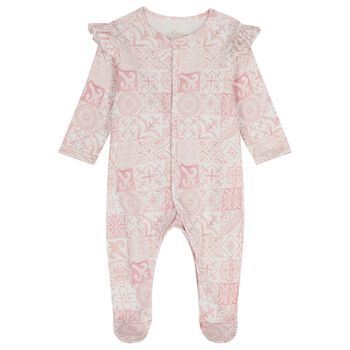 Baby Girls Pink & White Babygrow