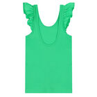Girls Green Ruffled Top, 2, hi-res