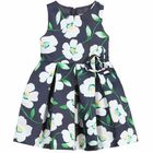 Girls Navy & White Floral Dress, 1, hi-res