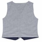 Boys White & Navy Striped Waistcoat, 1, hi-res