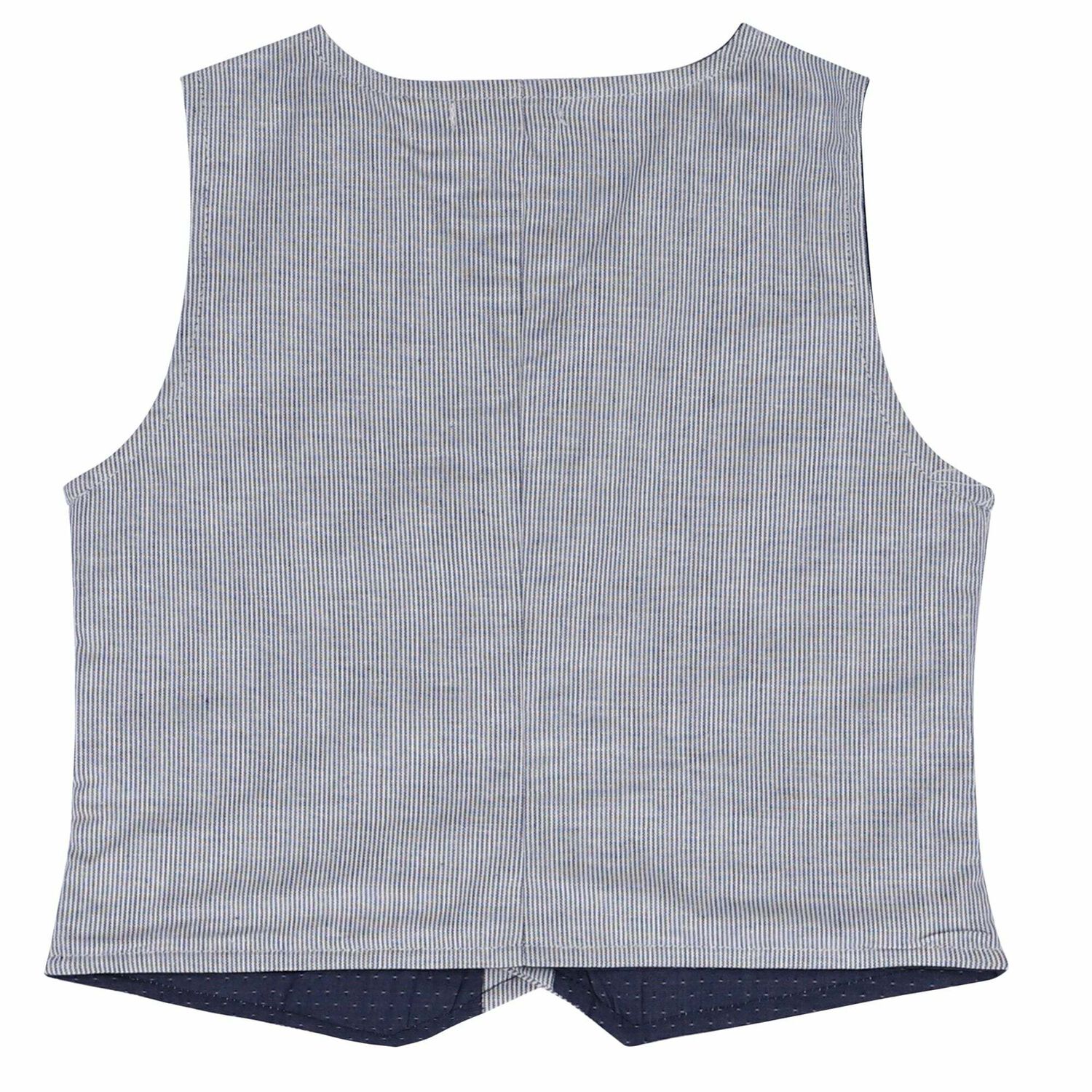 Boys White & Navy Striped Waistcoat, 1, hi-res