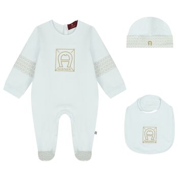 Baby Boys Blue Logo Babygrow Gift Set 