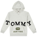 Boys Ivory Logo Hooded Top, 1, hi-res