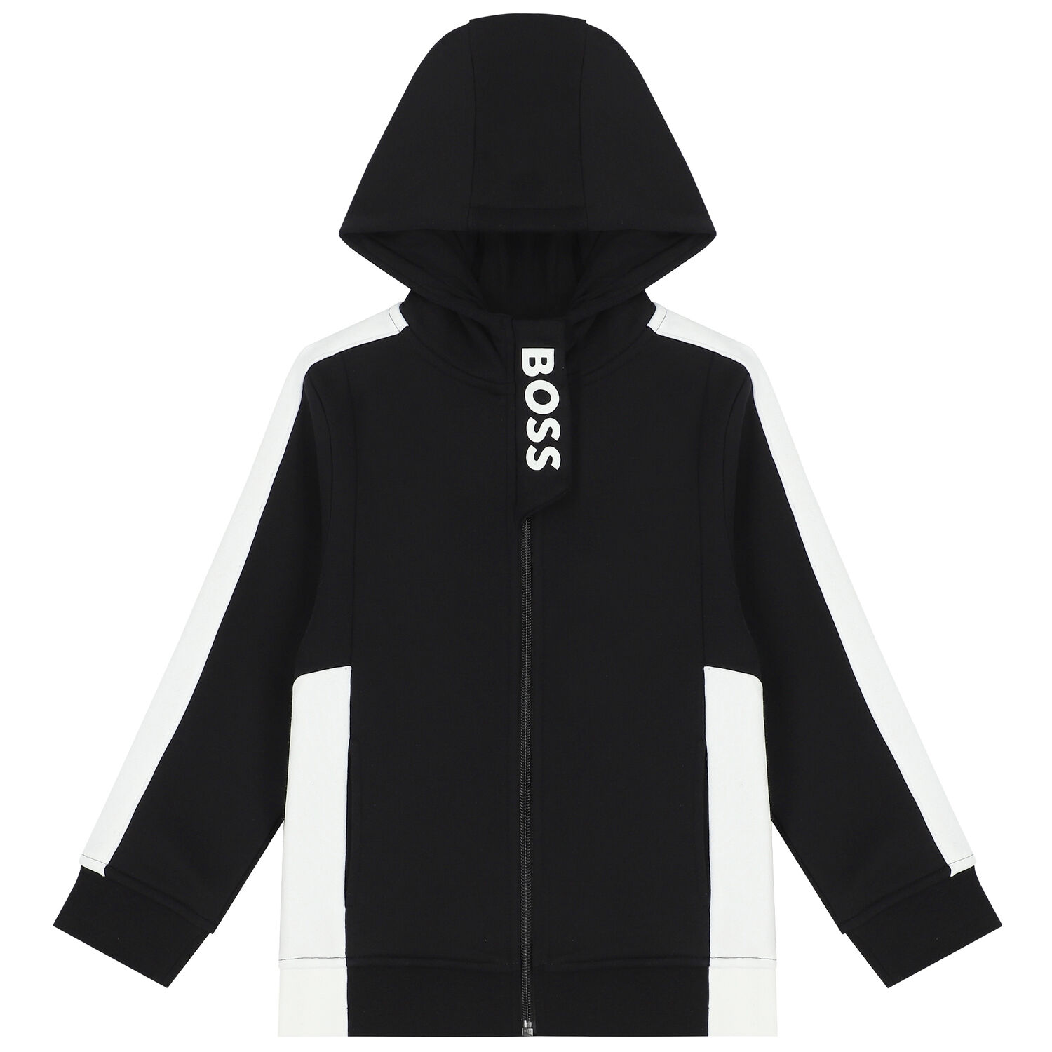 Boys Black & White Logo Zip Up Top, 2, hi-res image number null
