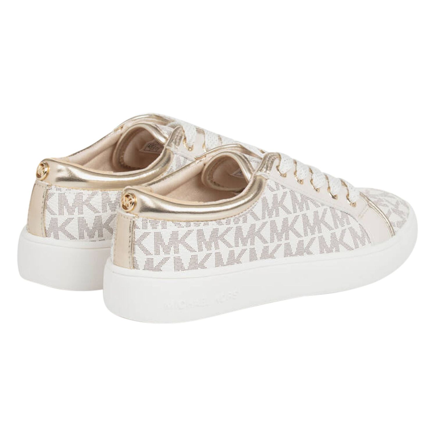 Girls Ivory & Gold Logo Trainers, 1, hi-res image number null