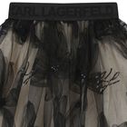 Girls Black & Beige Floral Tulle Skirt, 1, hi-res