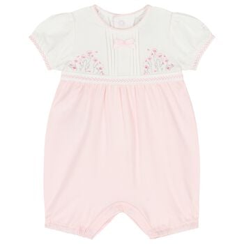 Baby Girls White & Pink Floral Romper