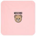 Girls Pink Teddy Bear Logo Baby Blanket, 5, hi-res