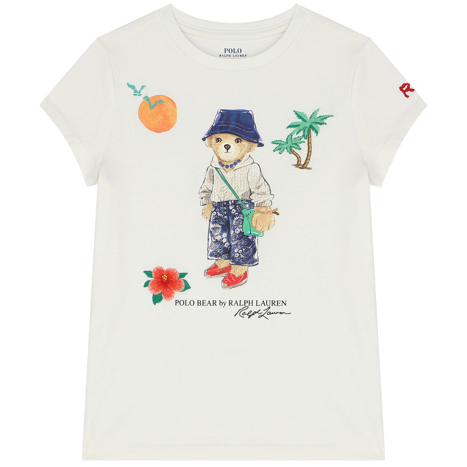 Girls White Polo Bear T-Shirt, 1, hi-res