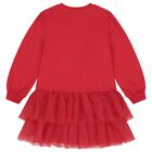 Girls Red Tulle Bow Dress, 1, hi-res