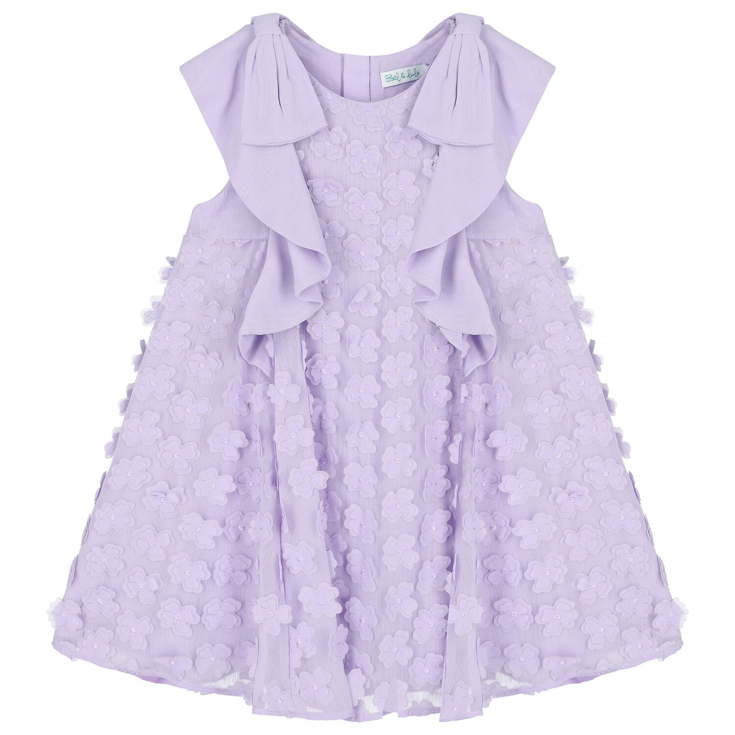 Girls Lilac Flowers Chiffon Dress, 2, hi-res image number null