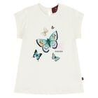 Younger Girls Ivory Butterflies Logo T-Shirt, 1, hi-res