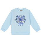 Younger Boys Blue Tiger Sweatshirt, 1, hi-res