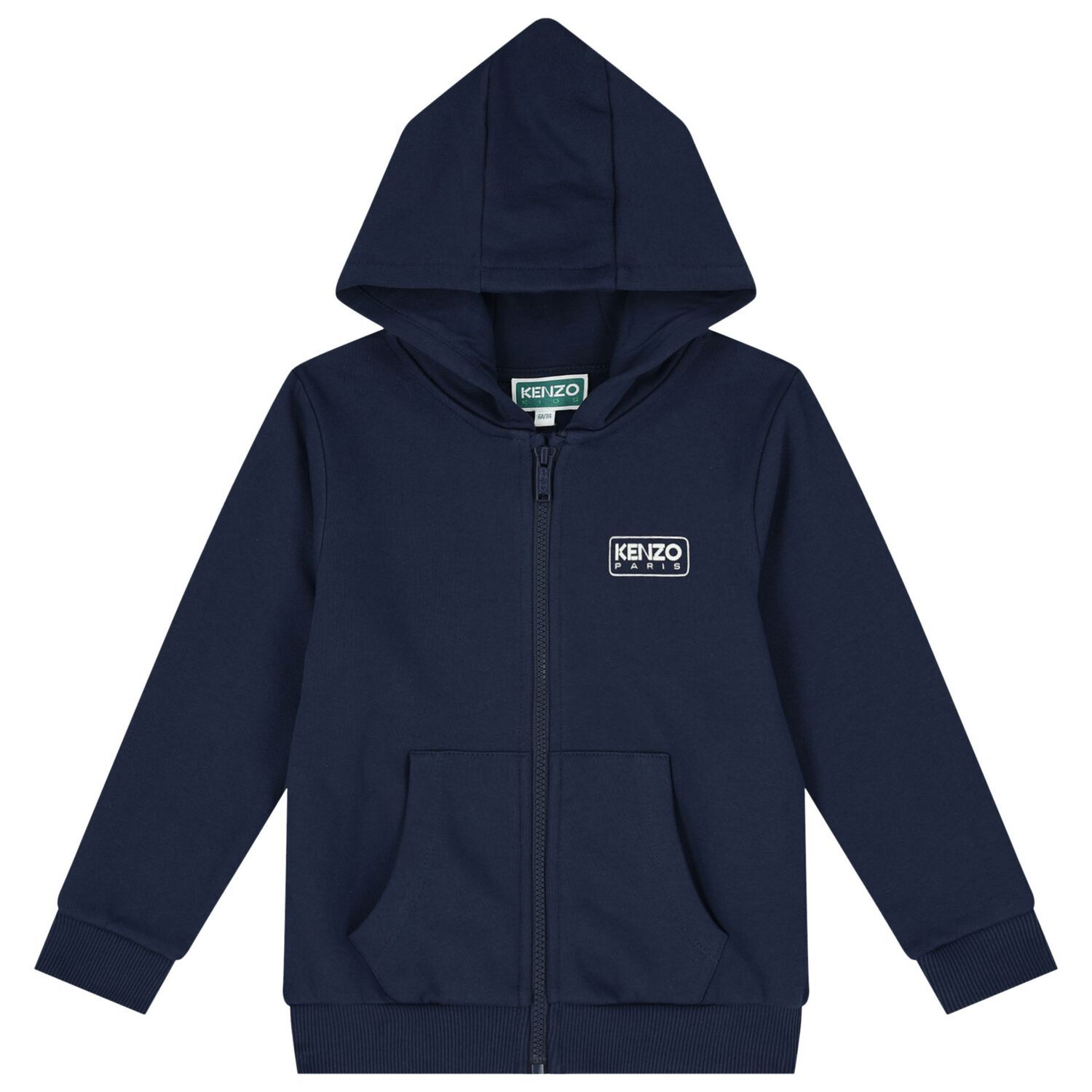 Navy Blue Logo Hooded Zip Up Top, 1, hi-res