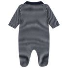 Baby Boys Navy Blue & White Striped Babygrow Gift Set, 1, hi-res