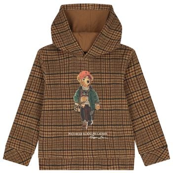 Boys Beige Polo Bear Hooded Top