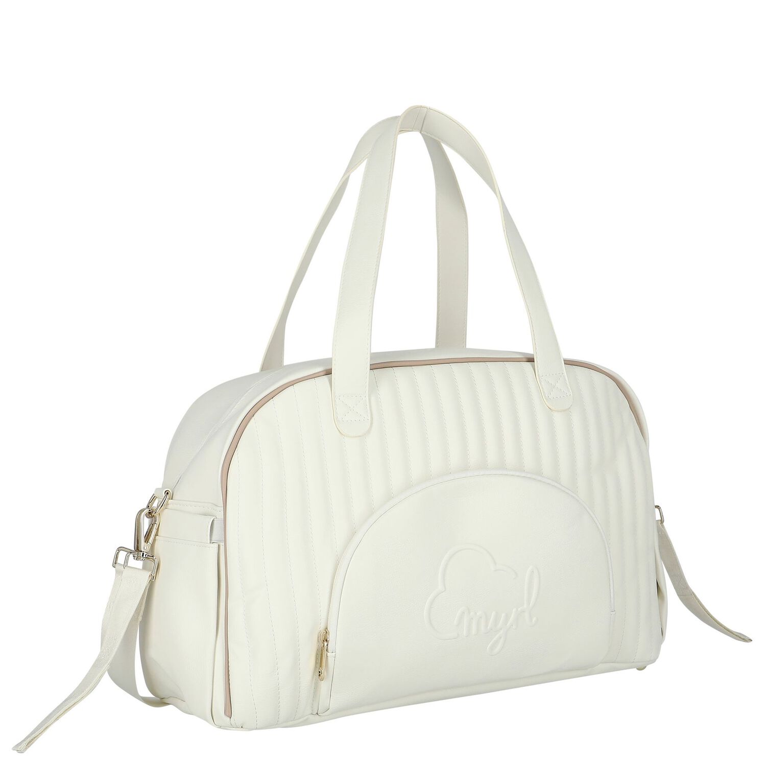 Ivory Faux Leather Quilted Baby Changing Bag, 2, hi-res image number null