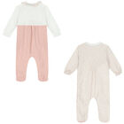 Baby Girls Pink & Ivory Babygrows ( 2-Pack ), 1, hi-res