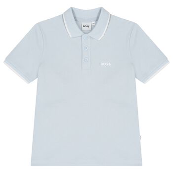 BOSS Boys Blue Logo Polo Shirt, 1 Boys Blue Logo Polo Shirt