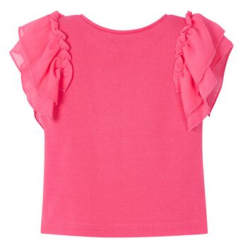 Girls Pink Flutter Sleeve Top