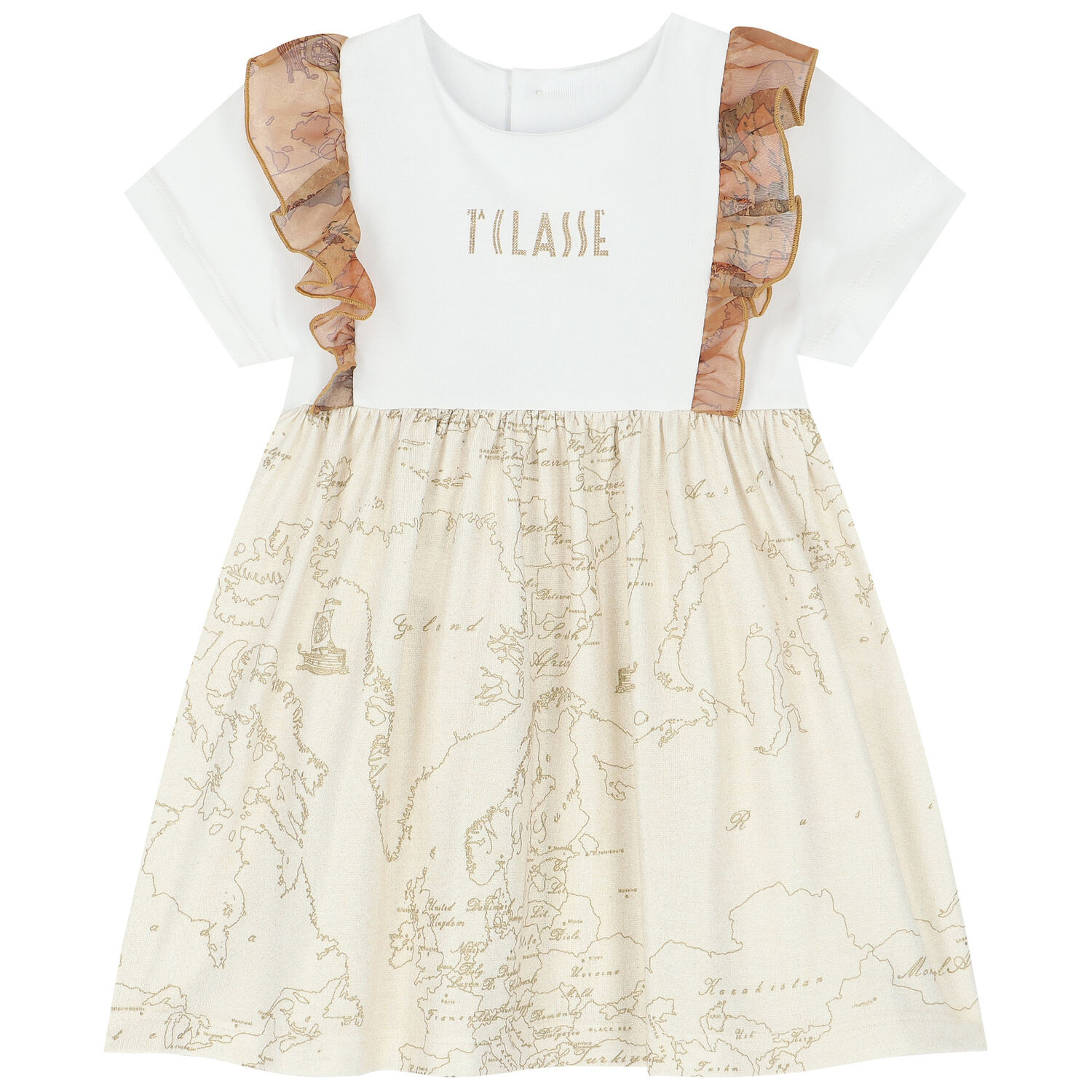 Younger Girls White & Ivory Logo Dress Set, 1, hi-res