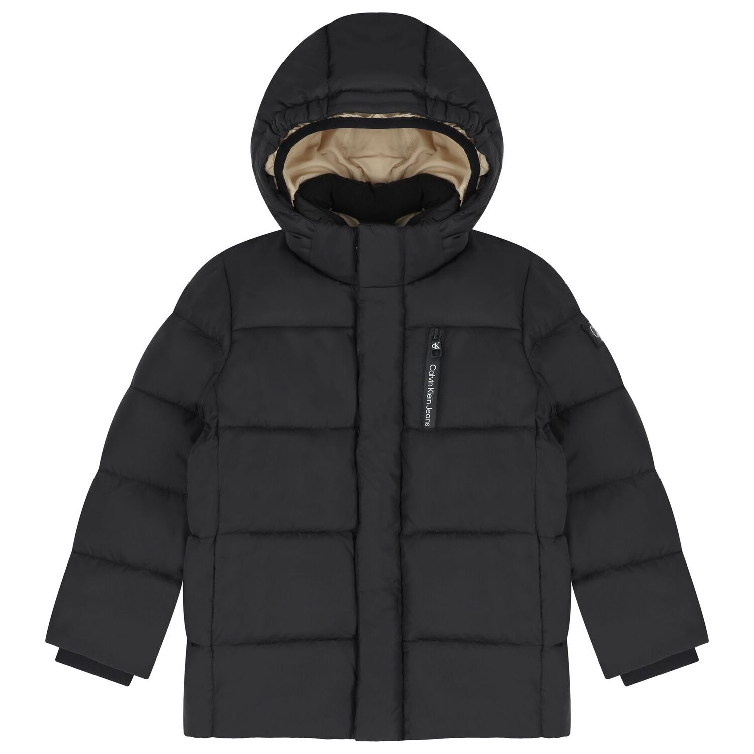 Boys Black Logo Padded Puffer Jacket, 2, hi-res