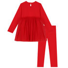 Girls Red Logo Leggings Set, 1, hi-res