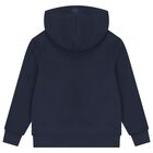Boys Navy Blue Polo Bear Hooded Top, 1, hi-res