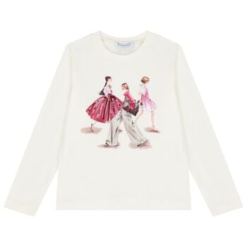 Girls Ivory Long Sleeve Top