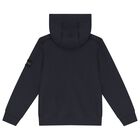 Boys Blue Logo Hooded Zip Up Top, 1, hi-res