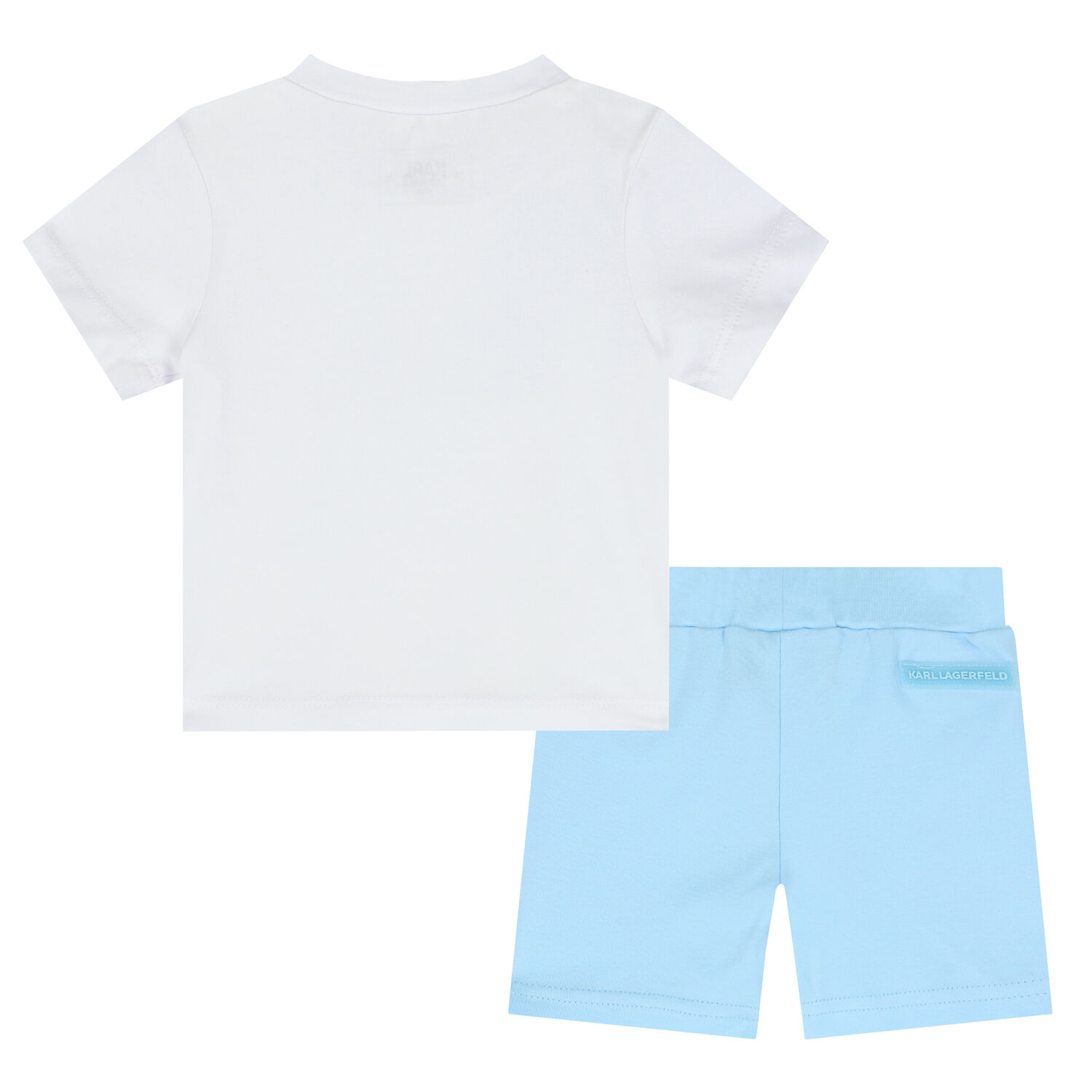 Younger Boys White & Blue Logo Shorts Set, 1, hi-res