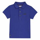 Boys Blue Cotton Polo Shirt, 1, hi-res
