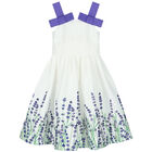 Girls White & Purple Lavender Dress, 1, hi-res