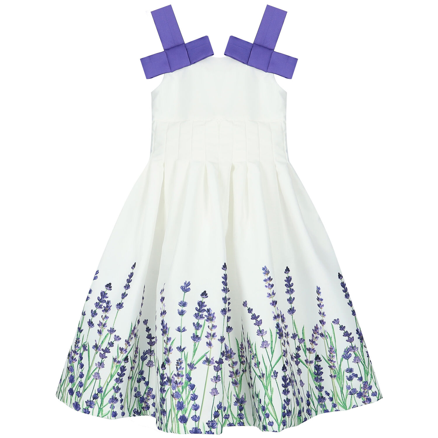 Girls White & Purple Lavender Dress, 1, hi-res