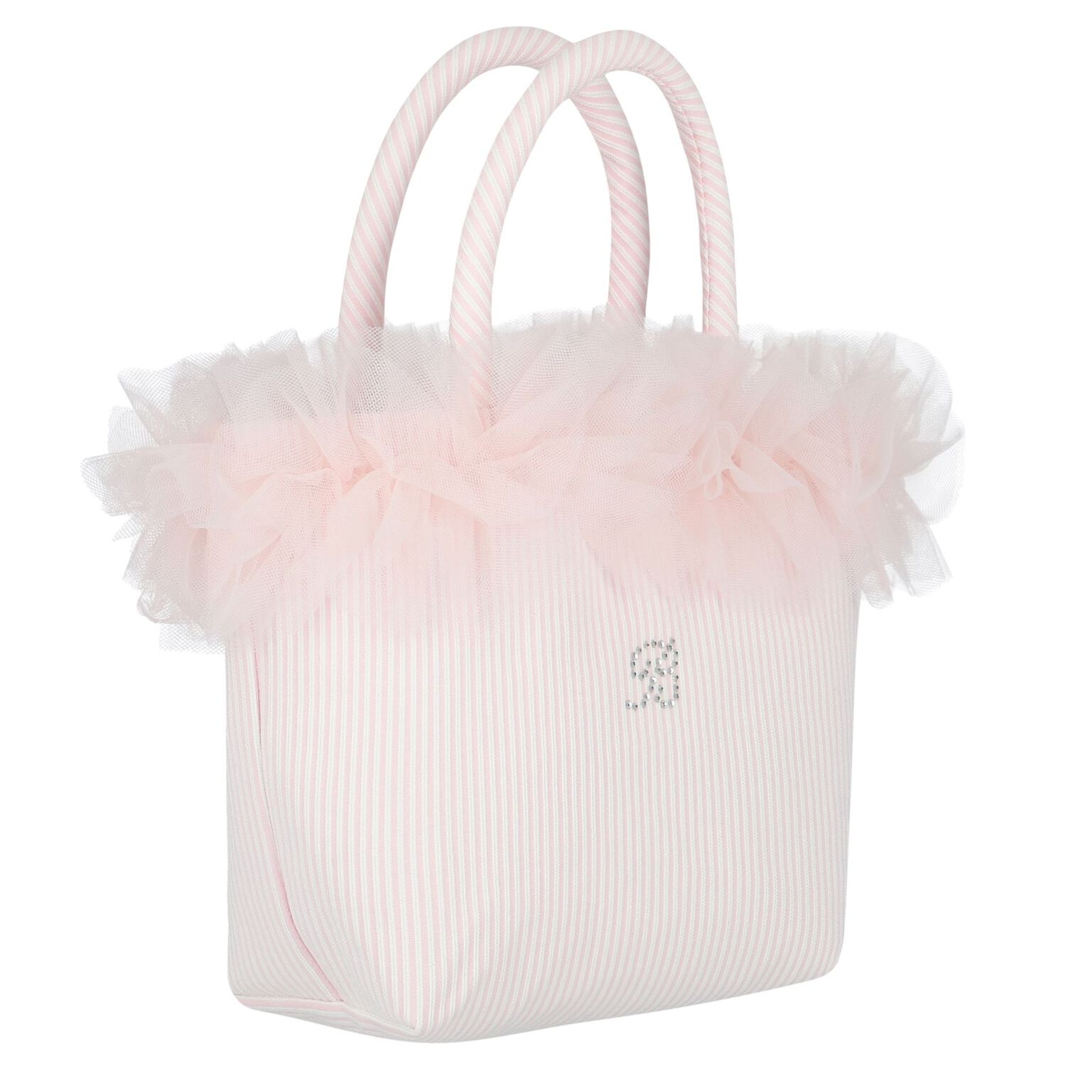 Girls Pink Logo Ruffled Hand Bag, 1, hi-res