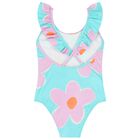 Girls Blue & Purple Floral Swimsuit, 1, hi-res