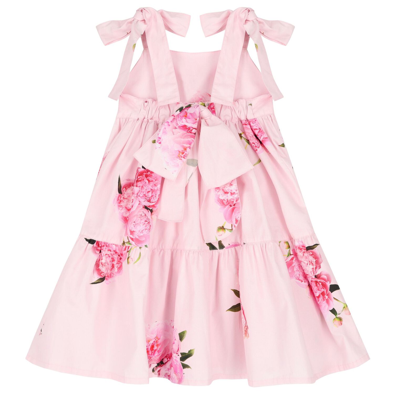 Girls Pink Bow Peony Dress, 1, hi-res image number null