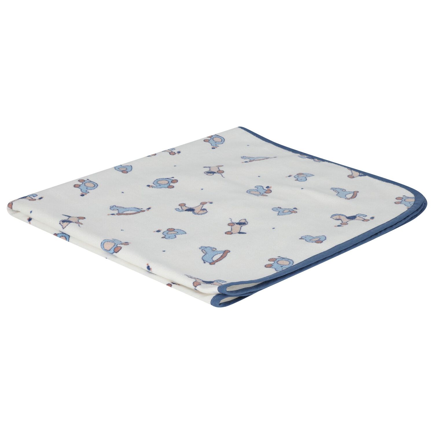 Baby Boys White & Blue Hooded Towel, 2, hi-res