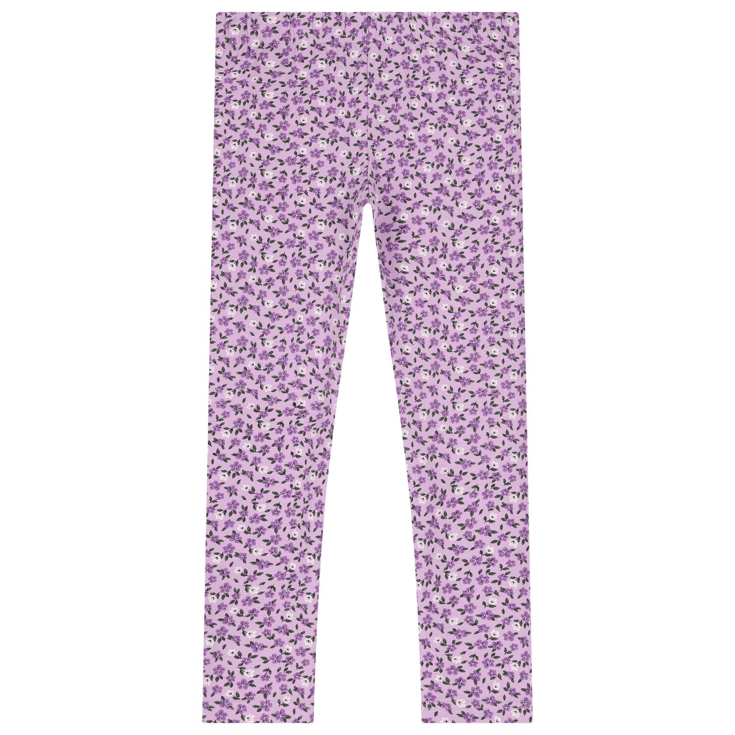 Girls Purple Floral Leggings, 1, hi-res image number null