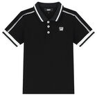 Boys Black Logo Polo Shirt, 1, hi-res